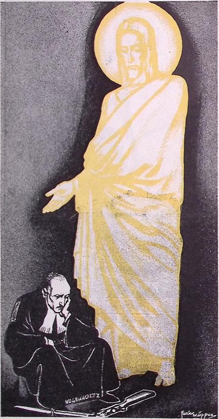 Christus noemt Hugenholtz naïef op spotprent (lijst optie), Antiek en Kunst, Kunst | Litho's en Zeefdrukken, Verzenden