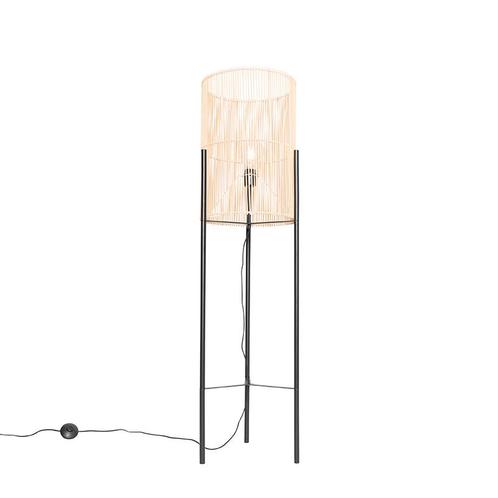 Scandinavische vloerlamp bamboe - Natasja, Huis en Inrichting, Lampen | Vloerlampen, Nieuw, 100 tot 150 cm