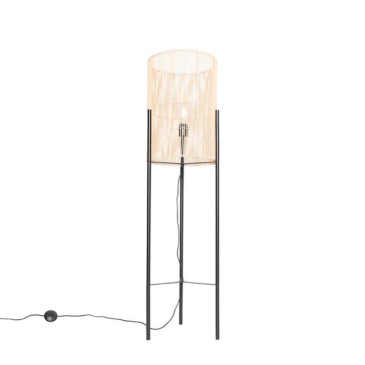 Scandinavische vloerlamp bamboe - Natasja, Huis en Inrichting, Lampen | Vloerlampen, Nieuw, 100 tot 150 cm