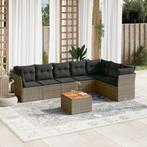 vidaXL 8-delige Loungeset met kussens poly rattan grijs, Nieuw, 8 zitplaatsen, Loungeset, Verzenden