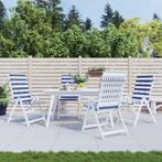 vidaXL Stoelkussens 4 st hoge rug stof gestreept wit en, Verzenden, Nieuw