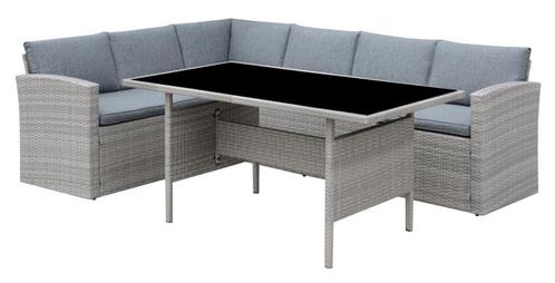 Loungeset Gardini Miami Grijs, Tuin en Terras, Tuinsets en Loungesets, Loungeset, Bank, Eettafel, Nieuw, Kunststof, Ophalen of Verzenden