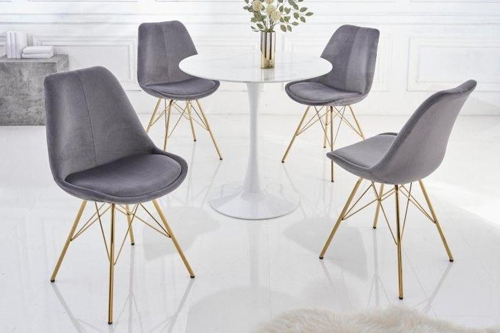 Design stoel SCANDINAVIA MEESTERSTUK donkergrijs fluweel, Huis en Inrichting, Stoelen, Ophalen of Verzenden