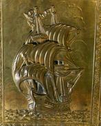 Standaard - Stokhouder met schip en leeuwen - hard hout,