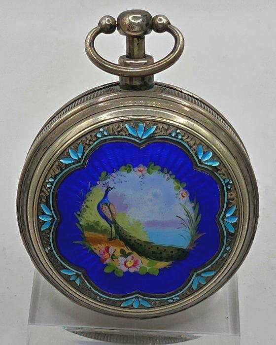 De Bon Paris - Silber Spindeluhr - Emaillerückseite der, Sieraden, Tassen en Uiterlijk, Horloges | Heren