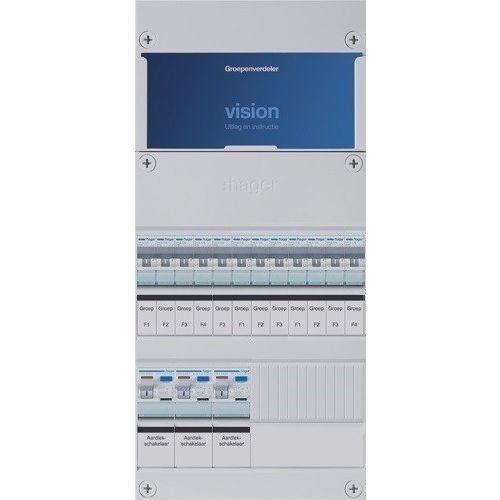 Hager groepenkast 1/3-fase 12 groepen, 3 Aardlekschakelaars, Doe-het-zelf en Verbouw, Elektra en Kabels, Nieuw, Ophalen of Verzenden