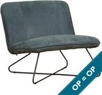 - Kenia leer Blauw | Maand actie, Huis en Inrichting, Fauteuils, Nieuw, Ophalen of Verzenden, 75 tot 100 cm, Modern