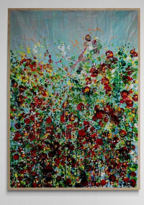 Jane Grieco - Papoula vermelha - Tableau, unique, format, Antiek en Kunst, Kunst | Schilderijen | Modern