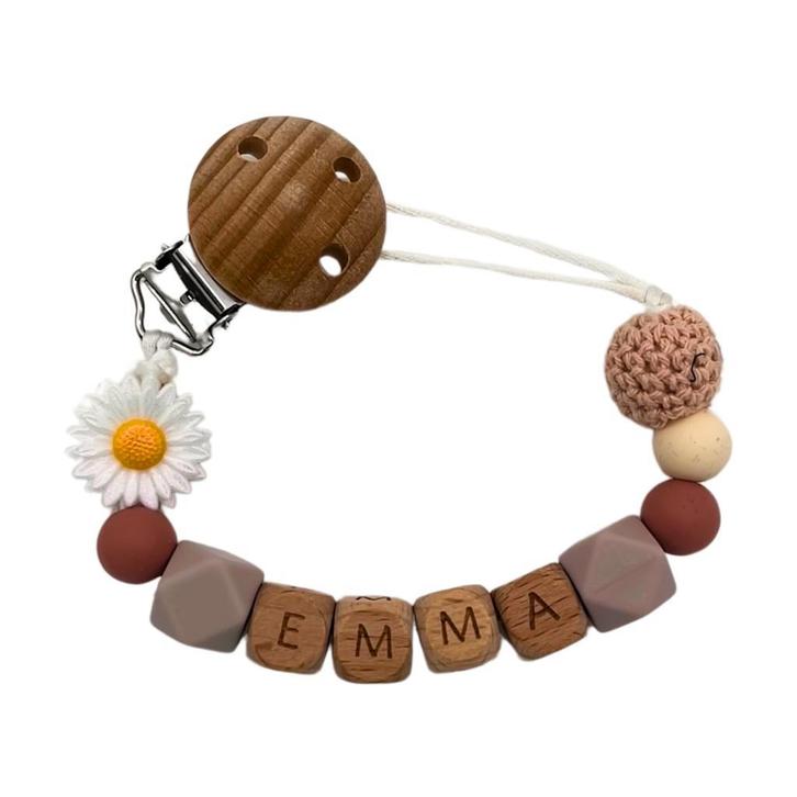 Speenkoord Madeliefje - Met eigen naam - € 13,95, Kinderen en Baby's, Babymode-accessoires, Nieuw
