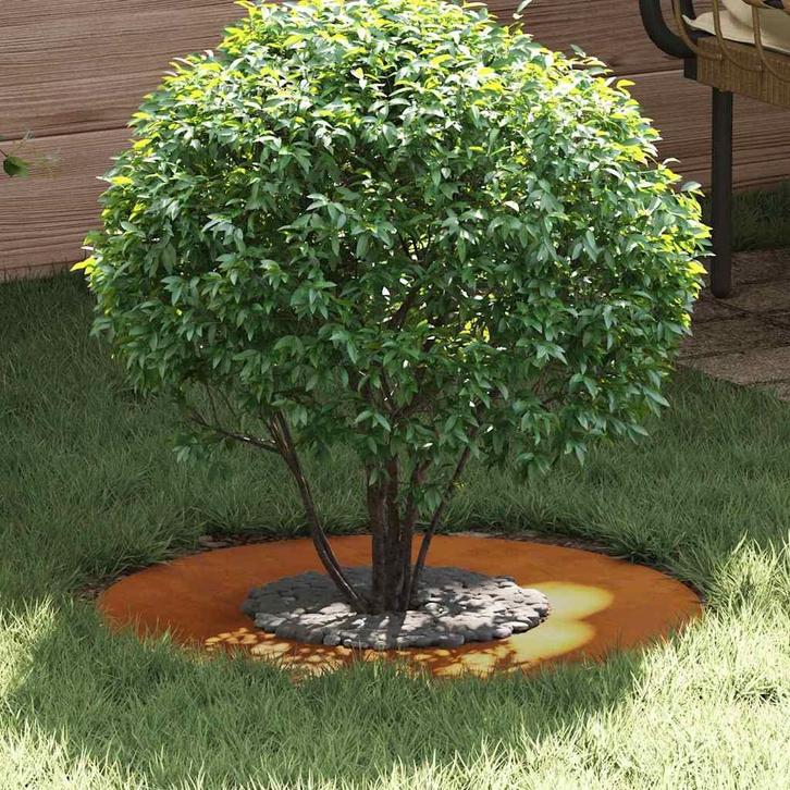 vidaXL Platte boomring Bruin Ø30 / 60 cm Cortenstaal, Tuin en Terras, Bloembakken en Plantenbakken, 60 tot 100 cm, Nieuw, Verzenden