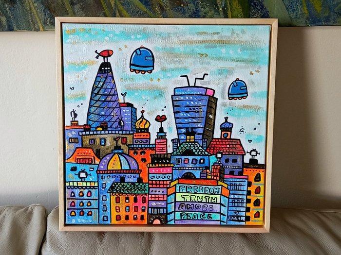 Maria Luisa Azzini - Vibrant Fun London, Antiek en Kunst, Kunst | Schilderijen | Modern