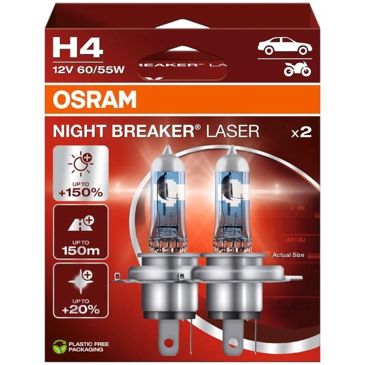 Osram H4 Night Breaker Laser +150% 64193NL Autolampen, Auto-onderdelen, Verlichting, Nieuw, Verzenden