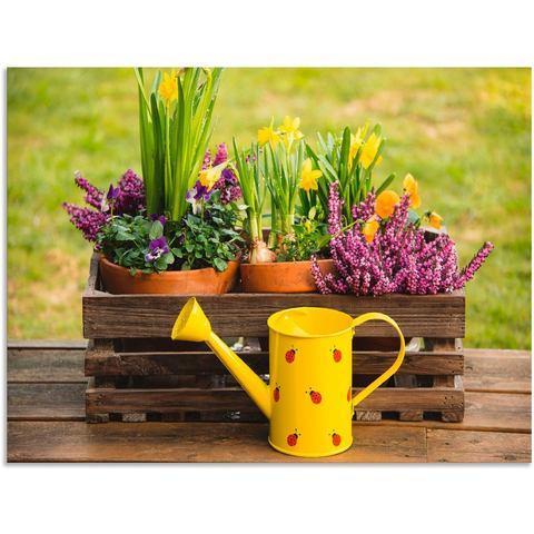 Artland Artprint Houten kistje heide narcis gieter als, Huis en Inrichting, Woonaccessoires | Schilderijen, Tekeningen en Foto's
