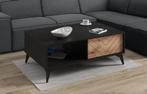 Salontafel Eiken zwart opberglade 104x68x40 cm, Huis en Inrichting, Tafels | Salontafels, 100 tot 150 cm, Verzenden, Nieuw, 50 tot 100 cm