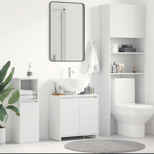 vidaXL Badkamerkast 60x33x61 cm bewerkt hout wit, Huis en Inrichting, Badkamer | Badkamermeubels, Nieuw, Minder dan 100 cm, Verzenden