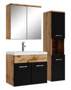 Badkamermeubel Set Montreal 60 cm Eiken Zwart Mat Badmeubel, Huis en Inrichting, Verzenden, Nieuw, Wastafelkast
