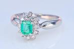 Ring Platina Smaragd - Diamant, Sieraden, Tassen en Uiterlijk, Nieuw