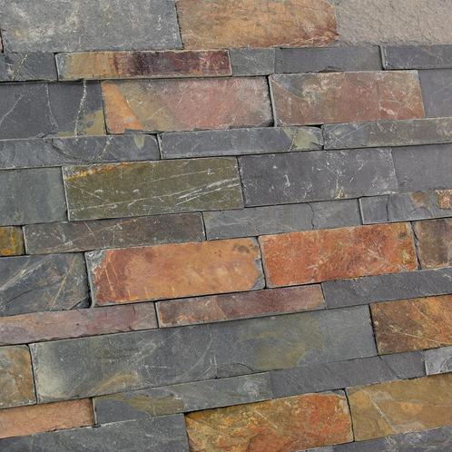Natuursteen strips wandbekleding leisteen rusty-0,63m², Doe-het-zelf en Verbouw, Tegels, Nieuw, Verzenden