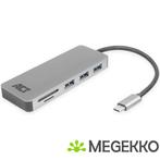 ACT USB-C Hub met USB-A, Kaartlezer, USB-C female met PD, Verzenden, Nieuw, ACT