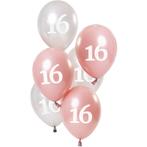 Ballonnen 16 Jaar Roze 23cm 6st, Verzenden, Nieuw