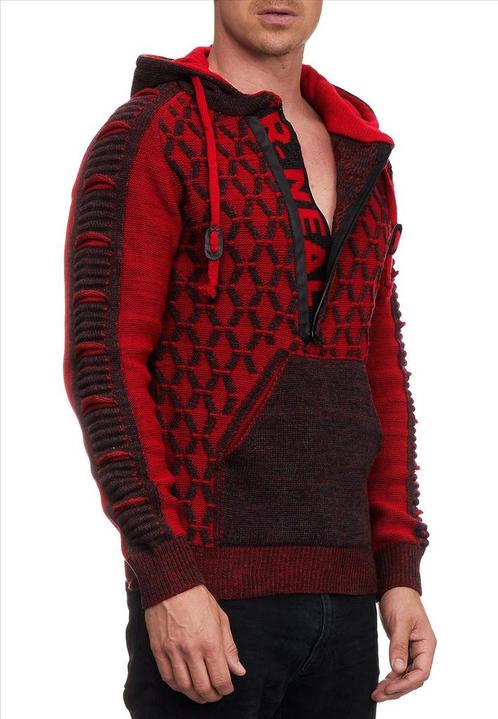 RustyNeal - Heren Hoodie Trui - Rood - Modernfit - Capuchon, Kleding | Heren, Truien en Vesten, Verzenden