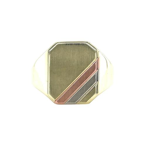 Tricolour gouden zegelring 14 karaat, Sieraden, Tassen en Uiterlijk, Ringen, Goud, Zo goed als nieuw, Verzenden