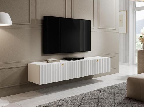TV-Meubel mat wit 200 cm goudkleurige handgrepen, Huis en Inrichting, Kasten | Televisiemeubels, 150 tot 200 cm, 25 tot 50 cm