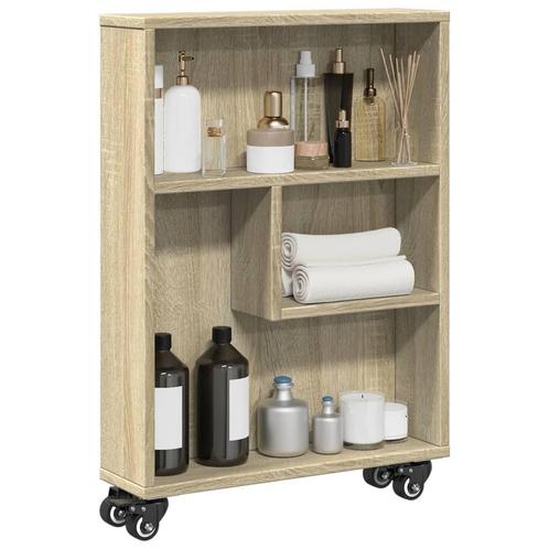 vidaXL Opbergtrolley smal 48x13x68 cm bewerkt hout sonoma, Huis en Inrichting, Kasten | Boekenkasten, Nieuw, Overige houtsoorten