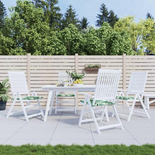 vidaXL Stoelkussens 4 st bladpatroon 40x40x3 cm stof, Huis en Inrichting, Woonaccessoires | Kussens, Groen, Nieuw, Verzenden