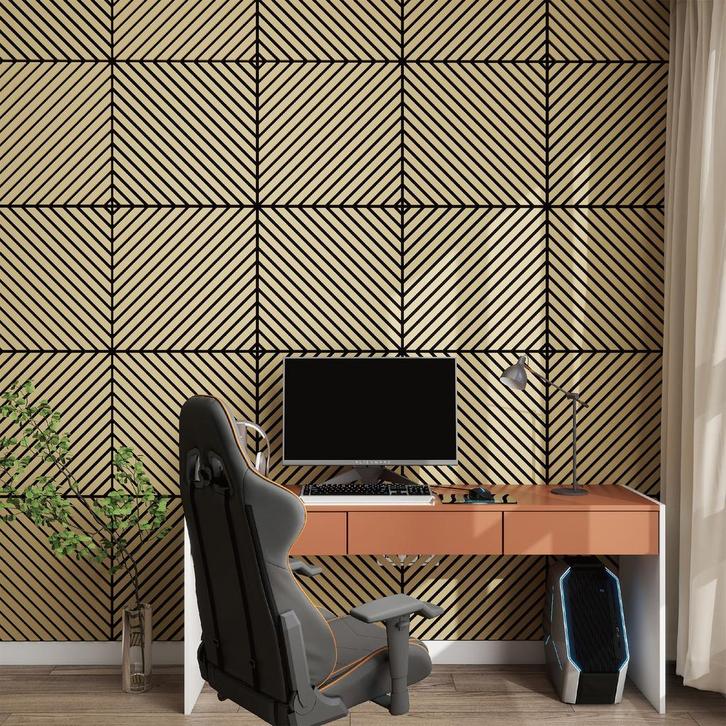 Akoestisch wandpaneel Vang 8 stuks 2,88 m² diagonaal eikenkl, Doe-het-zelf en Verbouw, Platen en Panelen, Verzenden