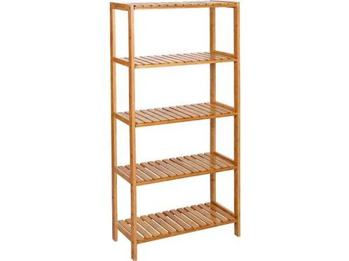 Veiling - Badkamerrek bamboe hout opslagrek 5 planken, Huis en Inrichting, Badkamer | Badkamermeubels
