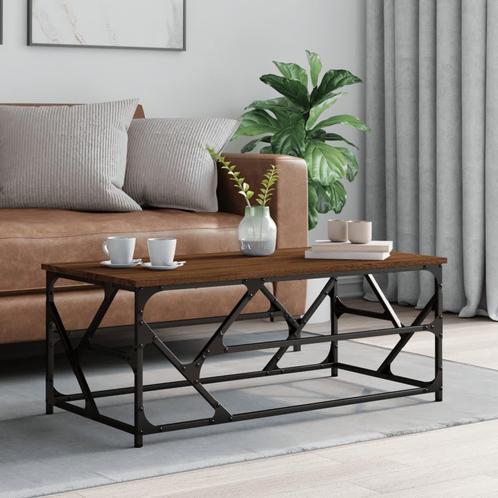vidaXL Salontafel 100x50x40 cm bewerkt hout bruineiken, Huis en Inrichting, Tafels | Salontafels, 100 tot 150 cm, Nieuw, Overige houtsoorten