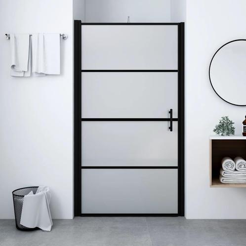 vidaXL Douchedeur mat 81x195 cm gehard glas zwart, Doe-het-zelf en Verbouw, Sanitair, Nieuw, Verzenden
