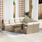 vidaXL Tuin Sofa Set 9 pcs Beige, wit Groot Riet, Hout, Verzenden, Nieuw, Rotan