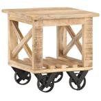 vidaXL Bijzettafel op wieltjes 40x40x42 cm ruw mangohout, Huis en Inrichting, Tafels | Bijzettafels, Verzenden, Nieuw