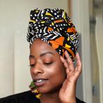Afrikaanse Geel / oranje hoofddoek - Mud cloth headwrap, Nieuw, Ophalen of Verzenden