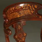 Franse marqueterie bureaustoel ca 1800 met stoffering naar w, Ophalen of Verzenden