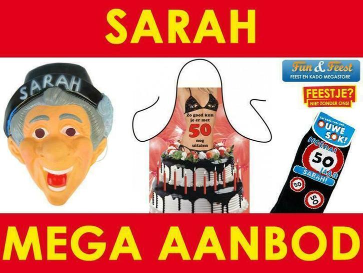 Sarah 50 jaar feestartikelen - Slingers Ballonnen Pop enz., Hobby en Vrije tijd, Feestartikelen, Abraham of Sarah, Nieuw, Ophalen of Verzenden