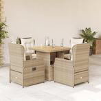 vidaXL 5-delige Tuinset met kussens poly rattan beige, 4 zitplaatsen, Nieuw, Tuinset, Verzenden