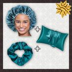 SATIN SET - Bescherm je haar & huid - Teal Satijnen Slaapmut, Ophalen of Verzenden, Nieuw