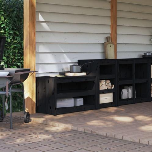 vidaXL Keukenkasten voor buiten 2 st massief grenenhout, Huis en Inrichting, Keuken | Keukenelementen, Zwart, Nieuw, Verzenden
