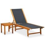 Ligbed met Tafel - Acacia - - OP=OP - Profiteer Nu!, Ophalen of Verzenden, Nieuw, Hout, Verstelbaar