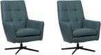 Blauwe leren moderne draaistoels - Toledo Leer Whale (blauw, Huis en Inrichting, Fauteuils, Nieuw, Ophalen of Verzenden, 75 tot 100 cm