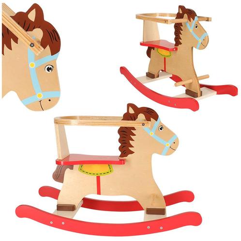 Houten hobbelpaard met rugleuning vanaf 12 maanden 72 cm x, Kinderen en Baby's, Speelgoed | Educatief en Creatief, Ophalen of Verzenden