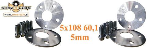 Heb je spacers nodig ? Renault Clio Sport 5x108 60,1 5MM, Auto diversen, Tuning en Styling, Ophalen of Verzenden