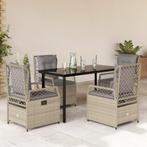 vidaXL 5-delige Tuinset met kussens poly rattan beige, 4 zitplaatsen, Nieuw, Tuinset, Verzenden