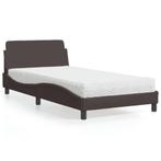 vidaXL Bed met matras Dover stof donkerbruin 100x200 cm, Huis en Inrichting, Slaapkamer | Bedden, 100 cm, Eenpersoons, Bruin, Verzenden