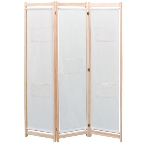 vidaXL Kamerscherm met 3 panelen 120x170x4 cm stof crème, Huis en Inrichting, Woonaccessoires | Kamerschermen, Nieuw, Verzenden