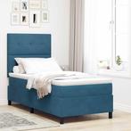 vidaXL Boxspringbed met matras Donkerblauw 90 x 190 cm, Verzenden, Nieuw, Blauw, Stof