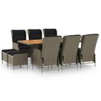 vidaXL 9-delige Tuinset met kussens poly rattan bruin, Tuin en Terras, Nieuw, 8 zitplaatsen, Tuinset, Verzenden